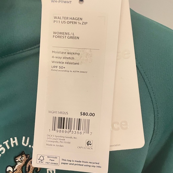 Walter Hagen Teal Long Sleeve Quarter Zip - US Open size Large - Picture 2 of 2